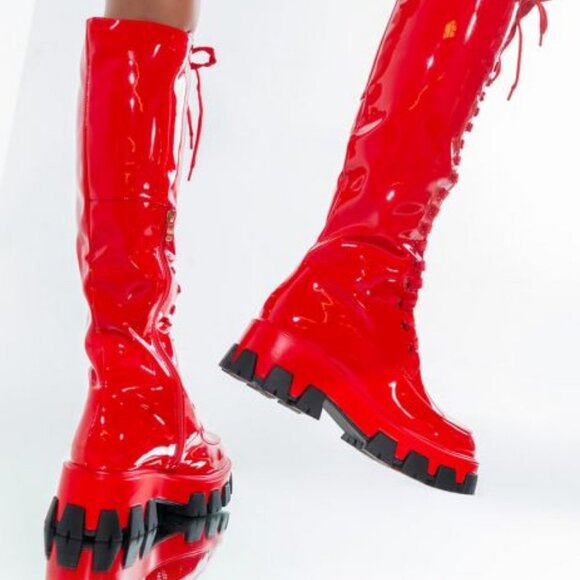 AZALEA WANG ON THE RUN FLATFORM BOOT IN RED ( BRAND NEW !!! ) - Picture 1 of 7
